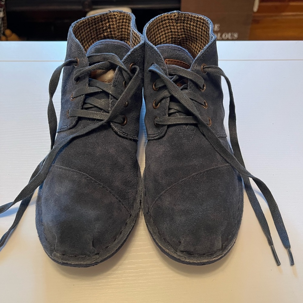 Toms blue suede high tops